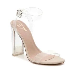 Mix No. 6 LUCEE 7.5 clear nude lucite sandals heels ankle strap evening hot